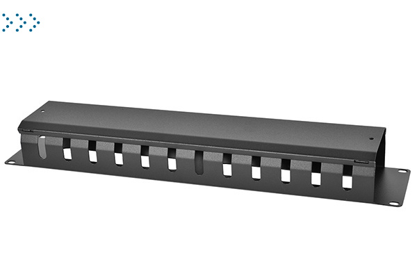 Органайзер кабельный горизонтальный 19" 2U с крышкой, цвет чёрный