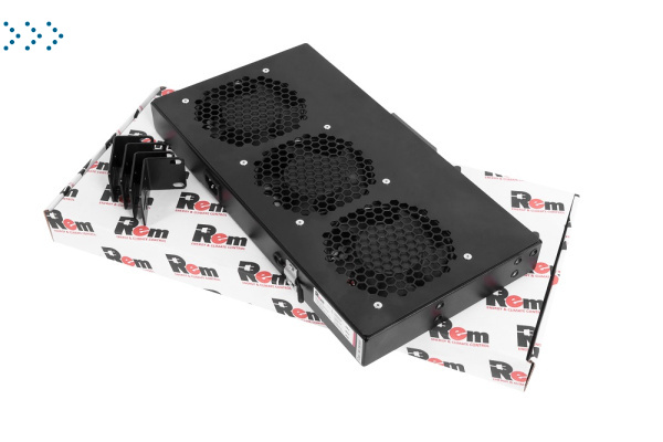 Модуль вентиляторный 19" 1U, 3 вентилятора, регул. глубина 200-310 мм с контроллером, черный