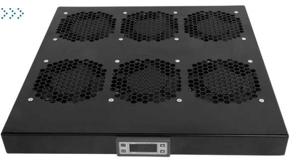 Модуль вентиляторный 19" 1U, 6 вентиляторов, регул. глубина 390-750 мм  с контроллером, черный