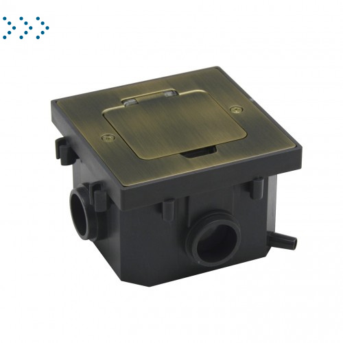 Люк IP44  с розеткой 2к+з, в комплекте с коробками, латунь (120901 BS)