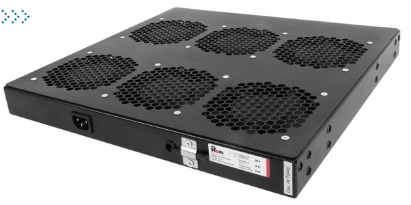 Модуль вентиляторный 19" 1U, 6 вентиляторов, регул. глубина 390-750 мм  с контроллером, черный