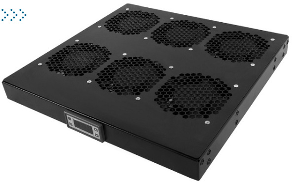 Модуль вентиляторный 19" 1U, 6 вентиляторов, регул. глубина 390-750 мм  с контроллером, черный