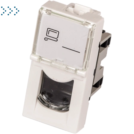 Вставка Mosaic 22.5x45, RJ-45 UTP, кат.5e, со шторкой и увеличенным окном маркировки, белая