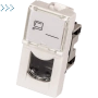 Вставка Mosaic 22.5x45, RJ-45 UTP, кат.5e, со шторкой и увеличенным окном маркировки, белая