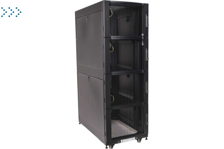 Шкаф LANMASTER DCS 48U 600x1070 мм, 4 секции, двери с перфорацией, с боковыми панелями, черный