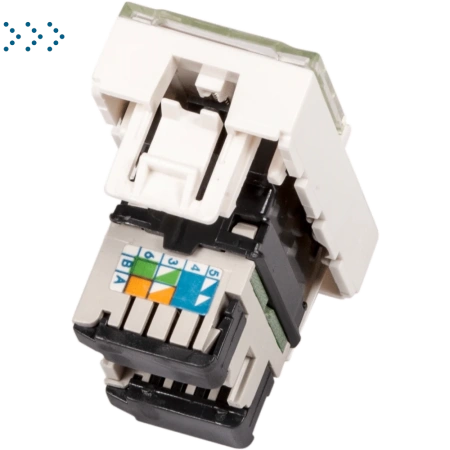 Вставка Mosaic 22.5x45, RJ-45 UTP, кат.5e, со шторкой и увеличенным окном маркировки, белая