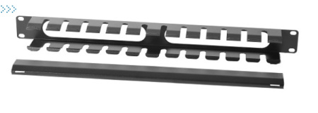 Органайзер кабельный горизонтальный 19" 1U с крышкой, цвет чёрный