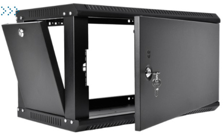 Шкаф телекоммуникационный настенный разборный ЭКОНОМ 6U (600 × 350) дверь металл, цвет черный