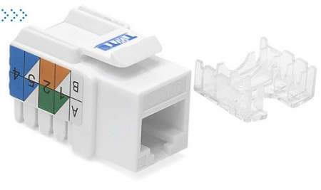 Модуль Keystone RJ45, Cat.6, UTP, 90 градусов, белый