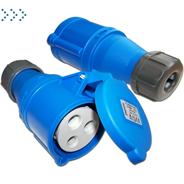 Вилка IEC 309 однофазная, мама, 32A, 250V, разборная, синяя