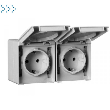 Двойная горизонтальная розетка  2к+З, серая (48862 CCZ)