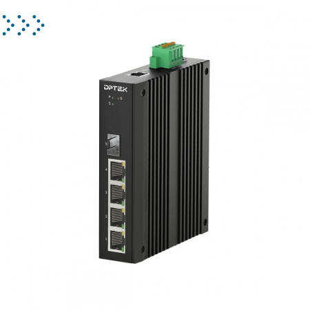 Ethernet-коммутатор управляемый промышленный 2 уровня с 4*10/100Base-TX RJ45 портами и 1*100Base-FX SFP слотом, установка на DIN-рейку