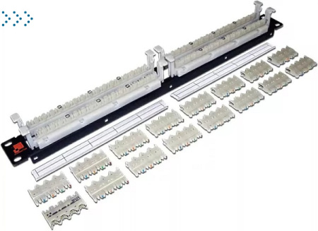 64-парный 110 19" кросс LANMASTER кат. 6, 1U, блоки в комплекте