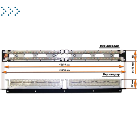 64-парный 110 19" кросс LANMASTER кат. 6, 1U, блоки в комплекте