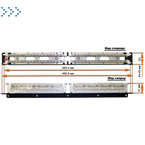 64-парный 110 19" кросс LANMASTER кат. 6, 1U, блоки в комплекте