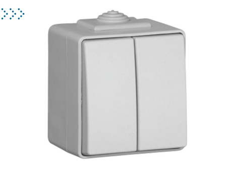 Двухклавишный проходной выключатель c сигнальной лампой, белый (48101 CBR)