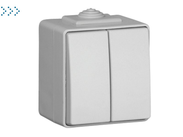 Двухклавишный проходной выключатель c сигнальной лампой, белый (48101 CBR) Двухклавишный проходной выключатель c сигнальной лампой, белый (48101 CBR)