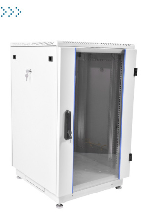 Шкаф телекоммуникационный напольный 18U (600x600) дверь стекло, цвет чёрный