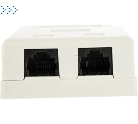 Настенная розетка, 2 порта RJ-45 категории 5е, UTP, белая