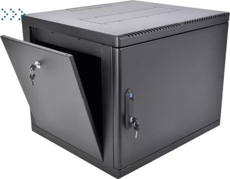 Шкаф телекоммуникационный настенный разборный 9U (600 × 660) съемные стенки, дверь металл, цвет черный