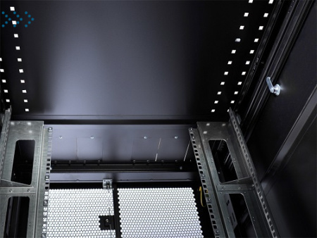 Шкаф серверный ПРОФ напольный 48U (800x1200) дверь перфор., задние двойные перфор., черный, в сборе