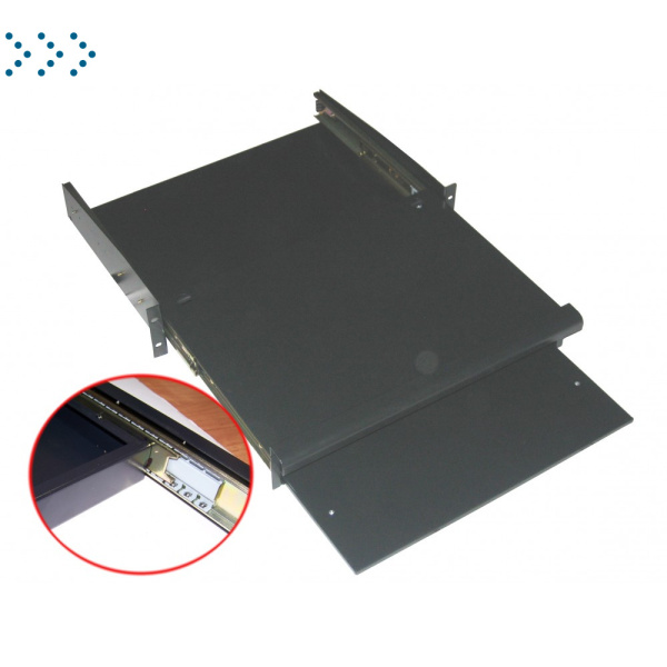 Полка для клавиатуры выдвижная фронтальная, глубина 355мм, 1U, нагрузка - 18 кг Полка для клавиатуры выдвижная фронтальная, глубина 355мм, 1U, нагрузка - 18 кг