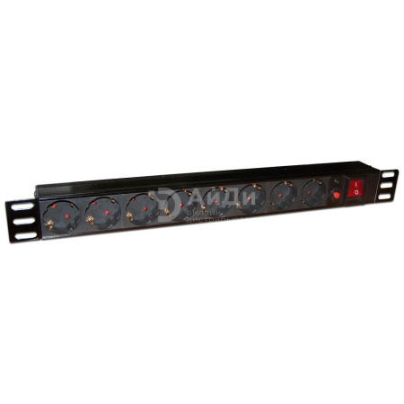 Блок розеток 19" 8 шт., 10A 250V, без шнура питания