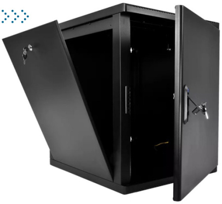 Шкаф телекоммуникационный настенный разборный 15U (600 × 660) съемные стенки, дверь металл, цвет черный