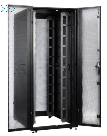 Шкаф серверный ПРОФ напольный 42U (800x1200) дверь перфор., задние двойные перфор., черный, в сборе