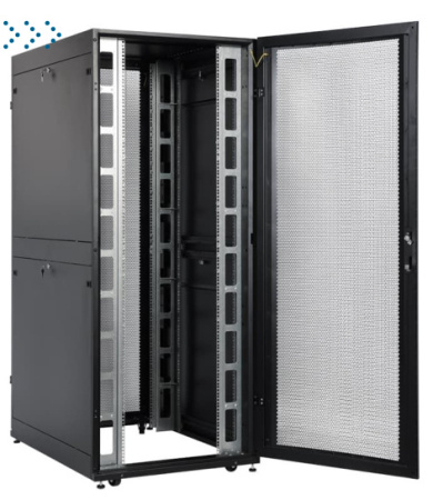 Шкаф серверный ПРОФ напольный 42U (800x1200) дверь перфор., задние двойные перфор., черный, в сборе