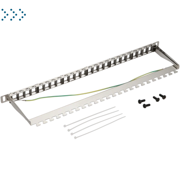 Патч-панель наборная 19" компактная, экранированная, 24 порта, 0.5U Патч-панель наборная 19" компактная, экранированная, 24 порта, 0.5U