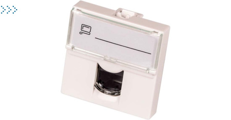 Вставка Mosaic 45x45, RJ-45 UTP, кат.5e, со шторкой и увеличенным окном маркировки, белая