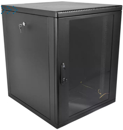 Шкаф телекоммуникационный настенный разборный 12U (600 × 660) съемные стенки, дверь стекло, цвет черный