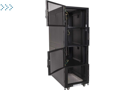 Шкаф LANMASTER DCS 42U 600x1070 мм, 4 секции, двери с перфорацией, с боковыми панелями, черный