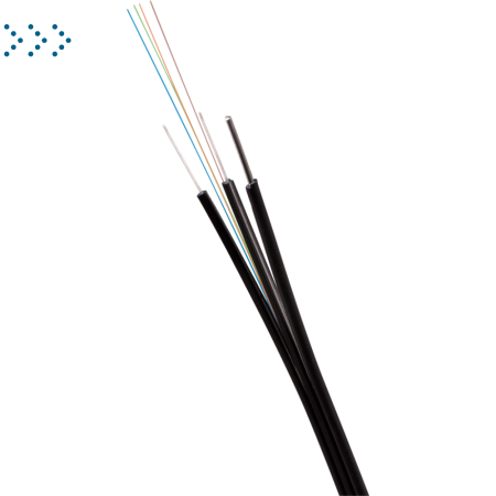 ВО кабель внешний FTTH Drop с тросом, плоский, FRP, PE, 1 волокно, SM G657, черный