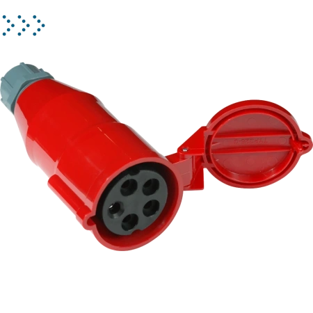 Вилка IEC 309 трехфазная, мама, 32A, 380V, разборная, красная