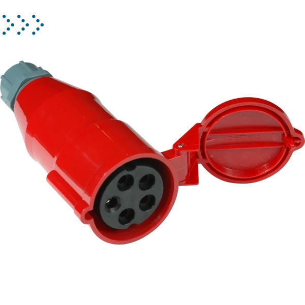 Вилка IEC 309 трехфазная, мама, 32A, 380V, разборная, красная