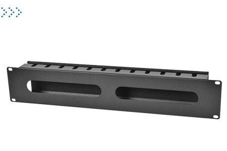 Органайзер кабельный горизонтальный 19" 2U с крышкой, цвет чёрный