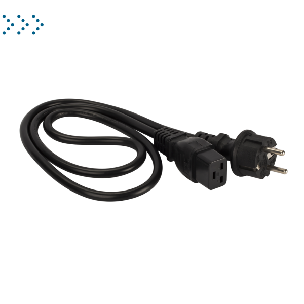 Шнур питания C19-Schuko прямая, 3х1.5, 220В, 16А,черный,  2 метра