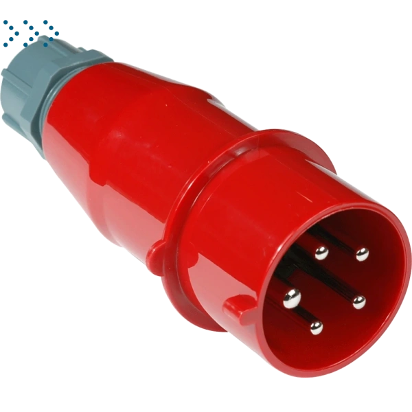 Вилка IEC 309 трехфазная, папа, 32A, 380V, разборная, красная