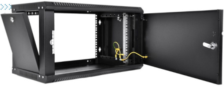 Шкаф телекоммуникационный настенный разборный ЭКОНОМ 6U (600 × 350) дверь металл, цвет черный