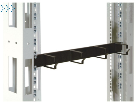 Органайзер кабельный горизонтальный 19" 1U, 4 кольца, цвет черный
