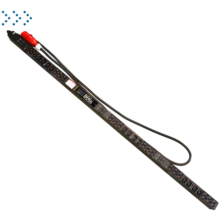 Блок розеток LANMASTER 0U, 3 фазы, 32A, 22 KVA, мониторинг по группам, 12×C39 с фиксацией + 36×C13 с фиксацией, шнур 3.0 м, разъем IEC309, черный