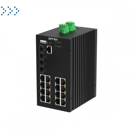 PoE++-коммутатор управляемый промышленный 2 уровня с 4*1G/2.5GBase-X SFP портами, 16*10/100/1000Base-T RJ45 PoE портами, установка на DIN-рейку