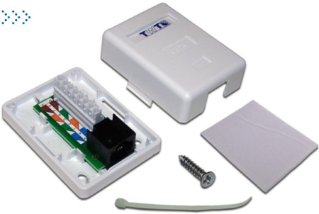 Настенная розетка, 1 порт RJ-45 категории 6, UTP, белая