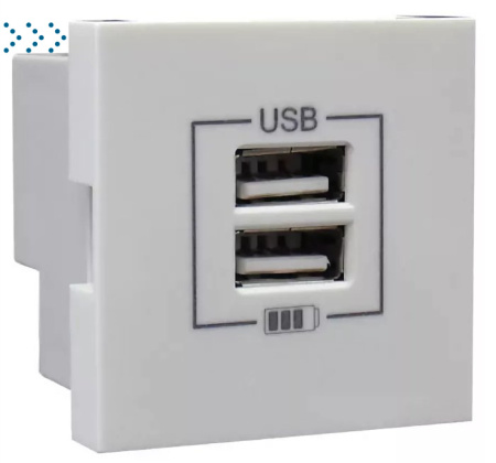 Двойная USB розетка, цвет белый