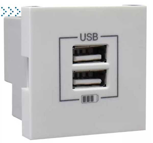 Двойная USB розетка, цвет белый Двойная USB розетка, цвет белый