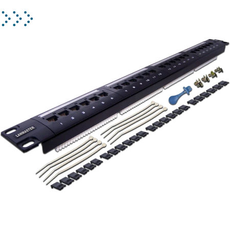 Патч-панель LANMASTER 24 порта, UTP, кат.6, 1U