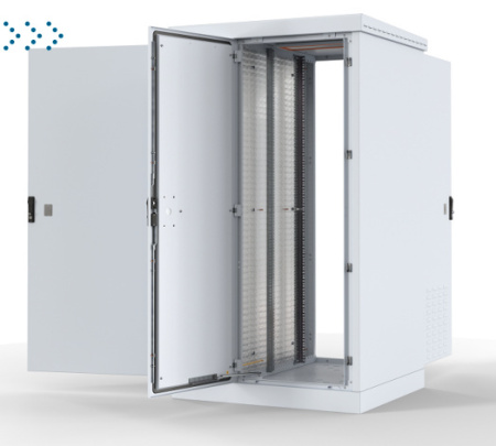 Шкаф уличный всепогодный напольный 24U (Ш1000хГ900) с электроотсеком, три двери