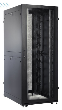 Шкаф серверный ПРОФ напольный 48U (800x1000) дверь перфор. 2 шт., черный, в сборе